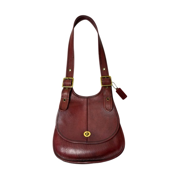 Vintage 1980's NYC Coach Crescent Bag in "Light Burgundy" Leather Style No. 9235 - Picture 3 of 11